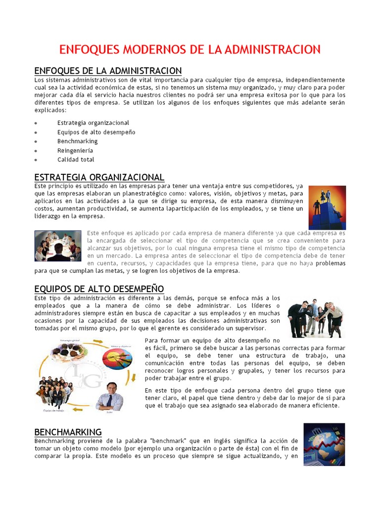 Enfoques Modernos de La Administracion | PDF | Benchmarking | Liderazgo