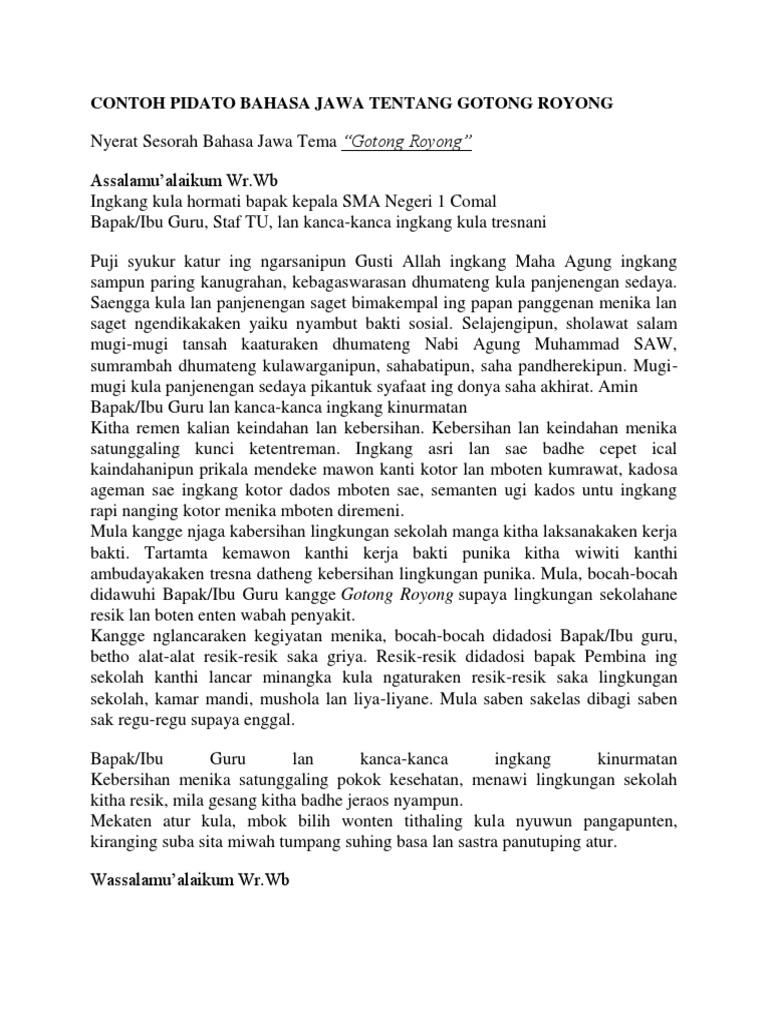 Pidato Bahasa Jawa Serang Tentang Kesehatan Kumpulan Referensi Teks Pidato