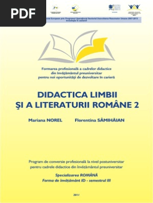 Ii Florentina Samihaian Didactica Limbii Si Literaturii Romane 2 Opti