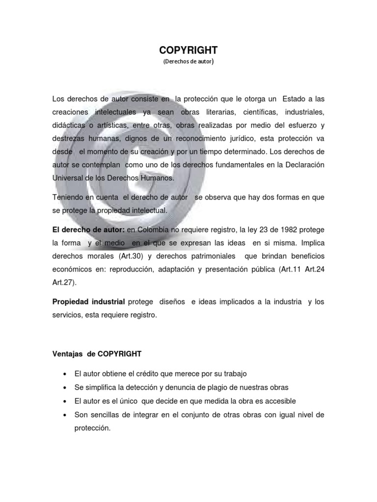 Derechos de Autor y Licencias Creative Commons | PDF | Creative Commons ...