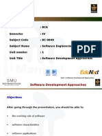 Course: Bca Semester: Iv Subject Code: BC 0049 Subject Name: Software Engineering Unit Number: 1 Unit Title: Software Development Approaches