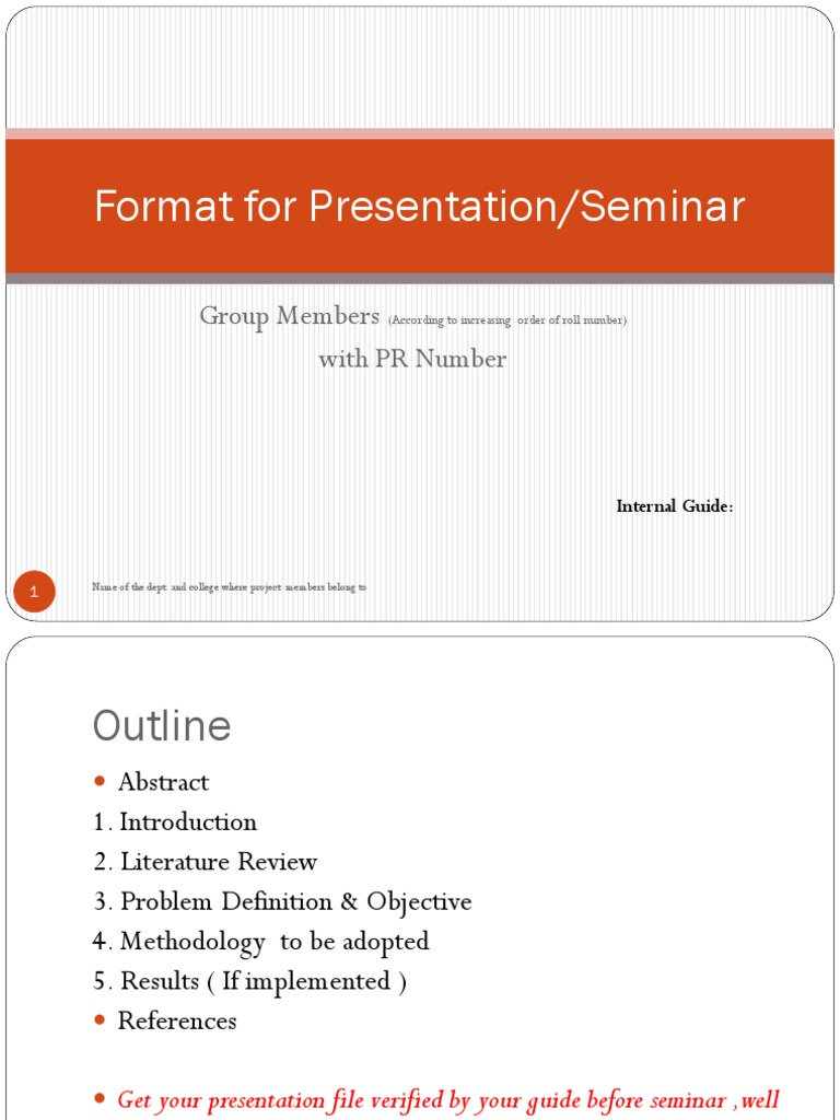 quick presentation format
