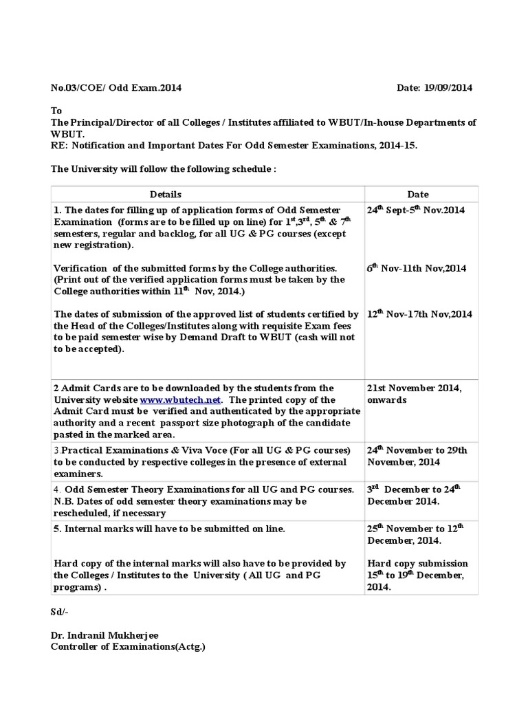 Odd Sem Schedule | PDF