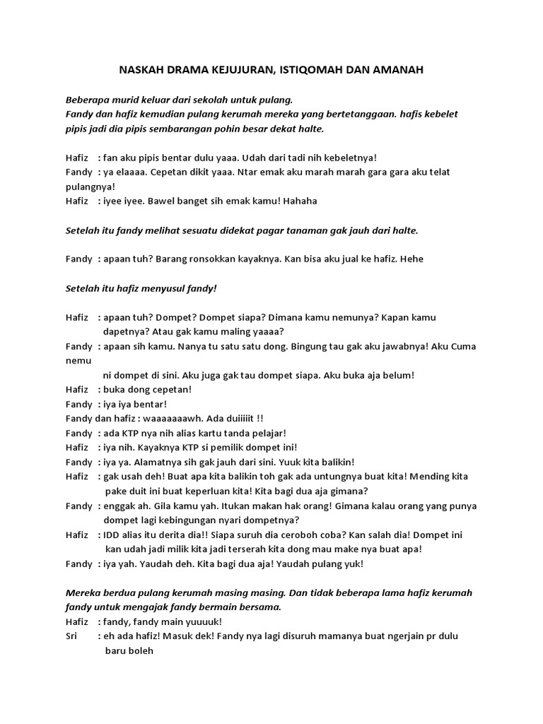 Naskah Drama Kejujuran