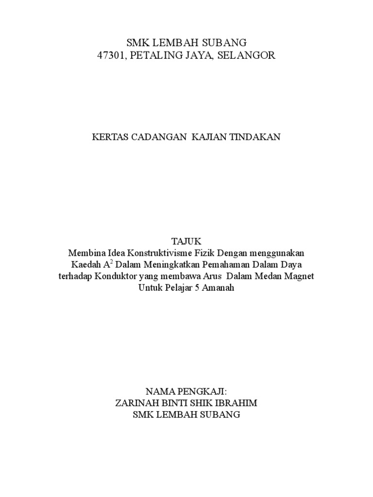 Kertas Cadangan Kajian Tindakan 2014 Panitia Fizik