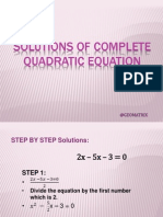 Solutions of Complete Quadratic Equation