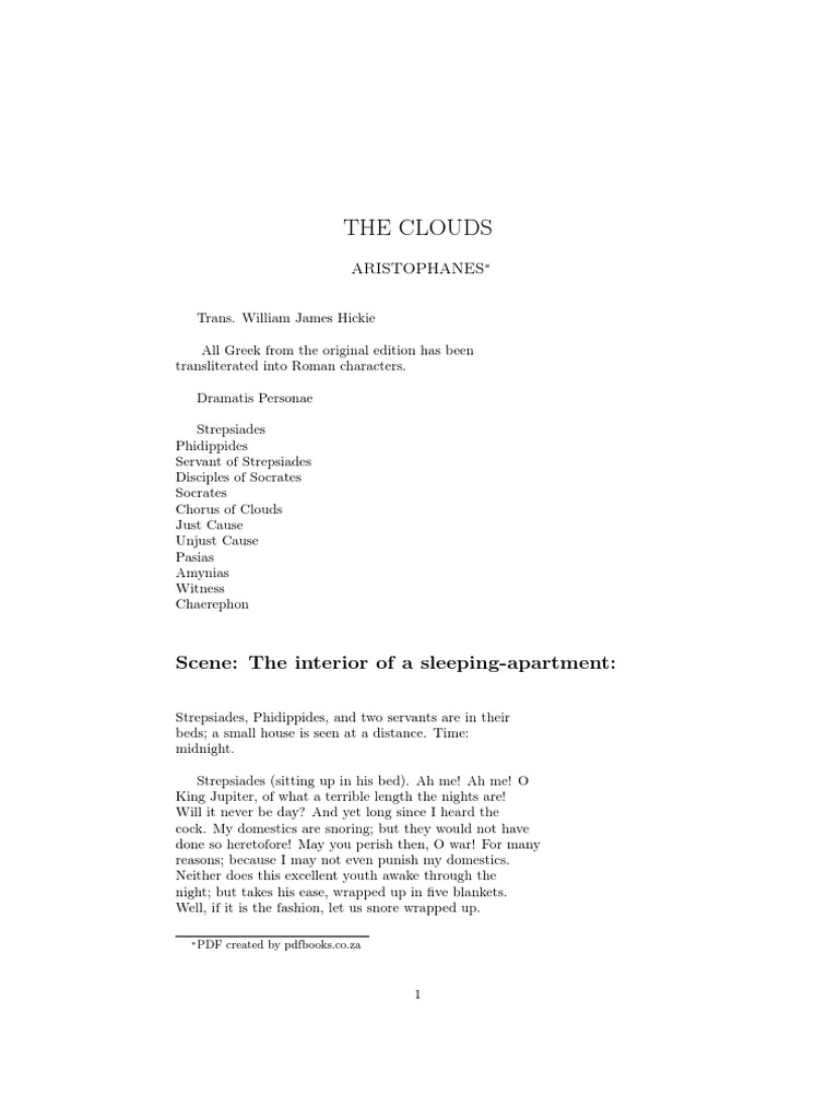 Aristophanes The Clouds | PDF | Socrates | Nature
