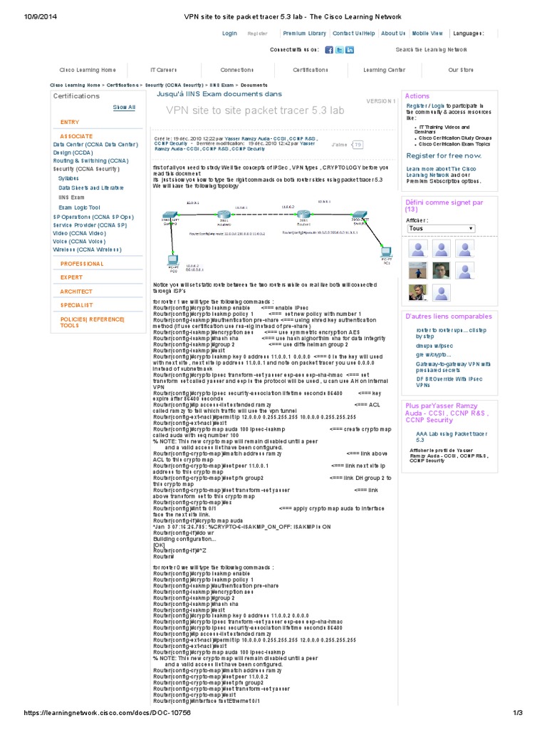 VPN Site-to-Site Packet Tracer Lab | PDF | Cisco Certifications | Router  (Computing)