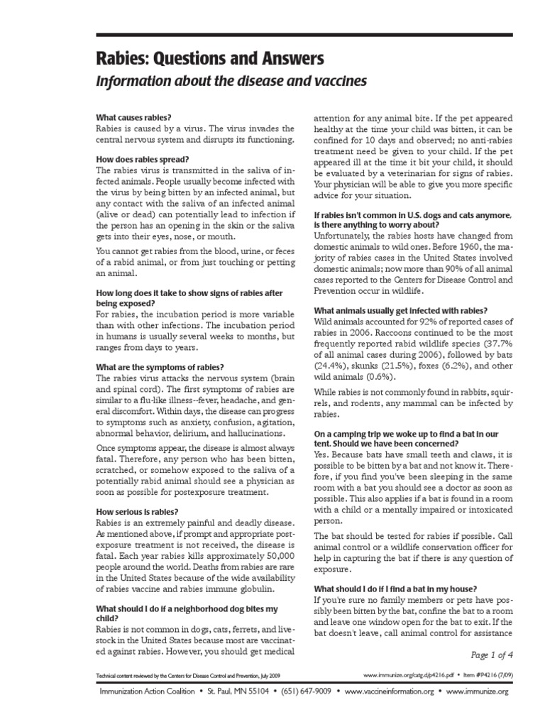 Rabies Question | PDF | Rabies | Vaccines