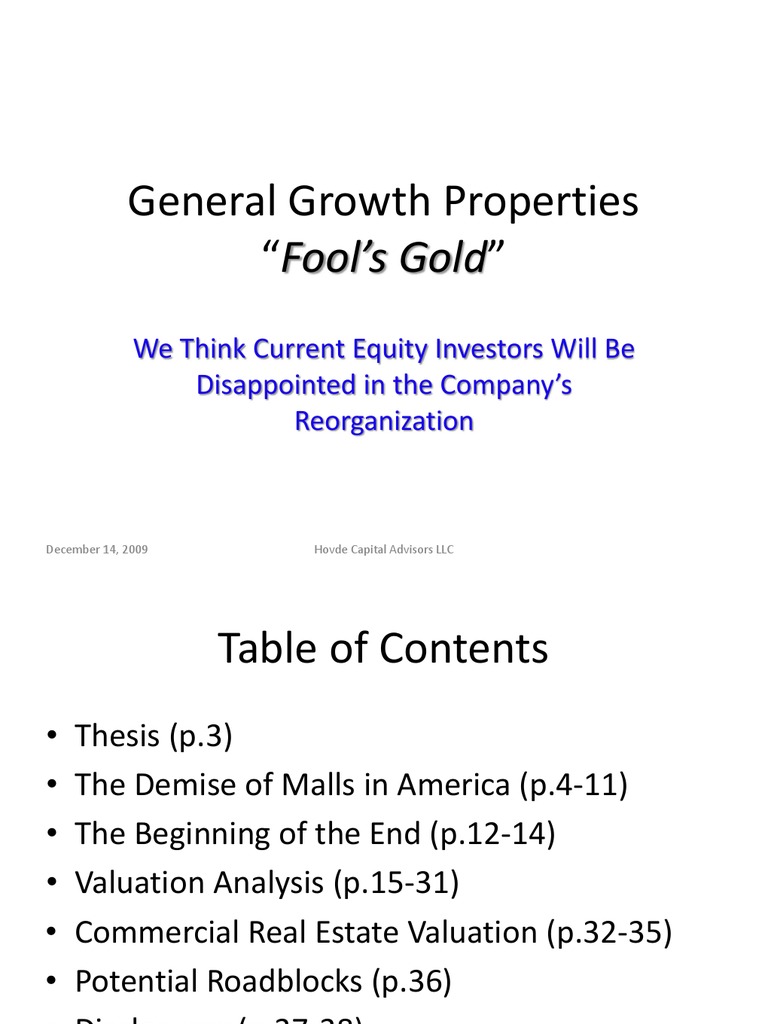 General Growth Properties Debt Valuation (Finance)