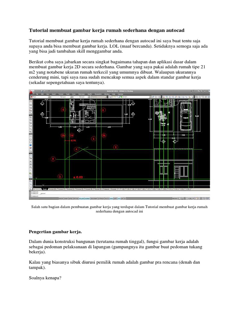 Tutorial Membuat Gambar Kerja Rumah Sederhana Dengan Autocad PDF