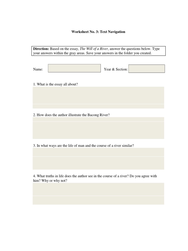 Worksheet No. 3: Text Navigation | PDF