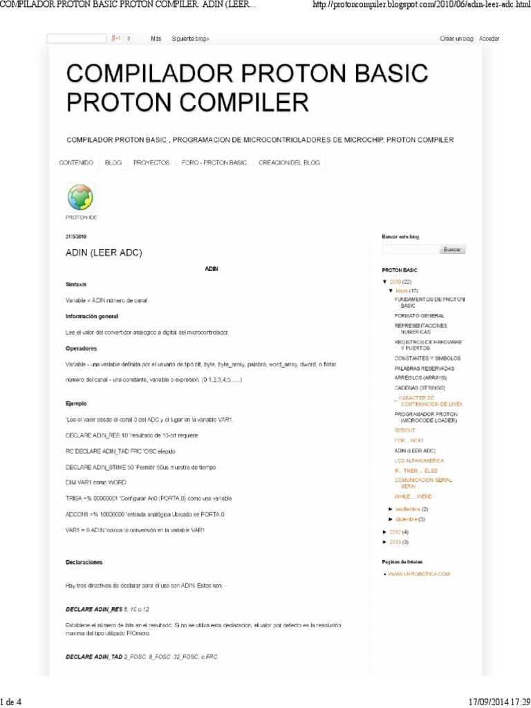Compilador Proton BASIC: ADIN | PDF