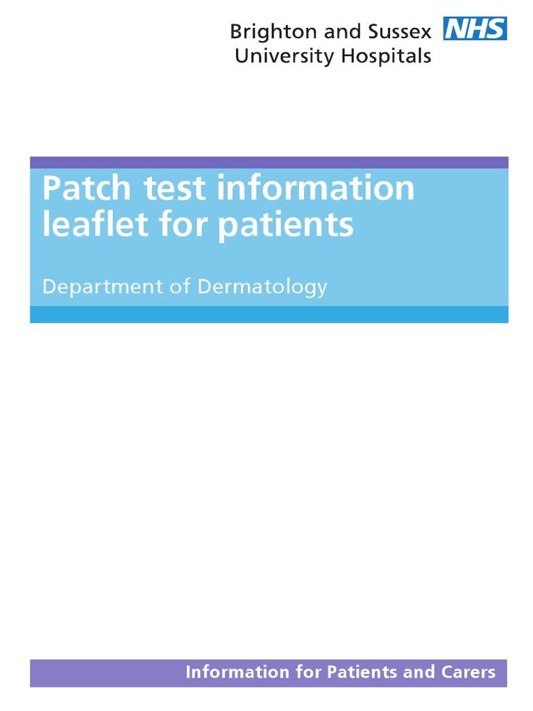Patch Test Information Leaflet PDF Dermatitis Allergy