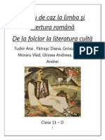 De La Folclor La Literatura Culta studiu de caz clasa a11a