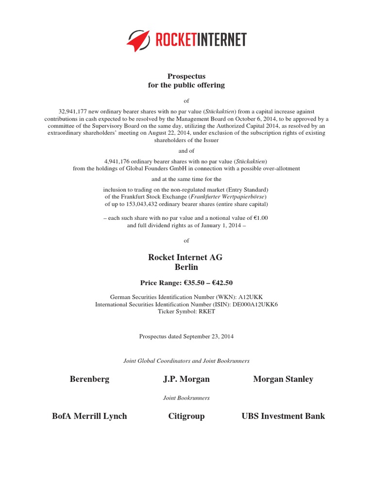 Rocket Internet Prospectus 2014 | PDF | E Commerce | Retail