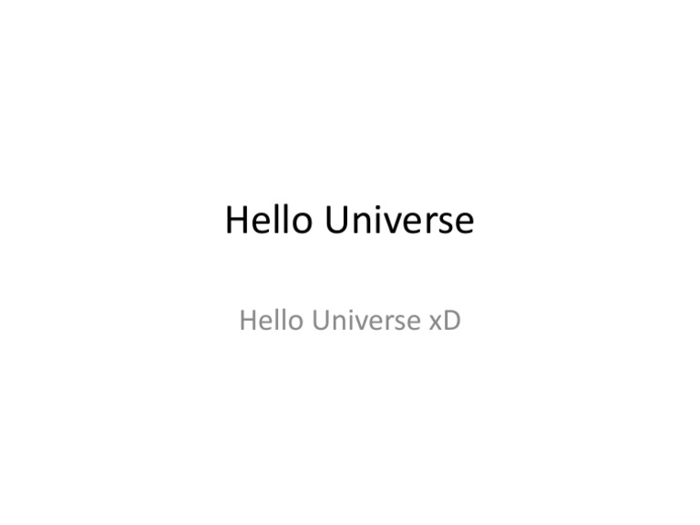 Hello Universe | PDF