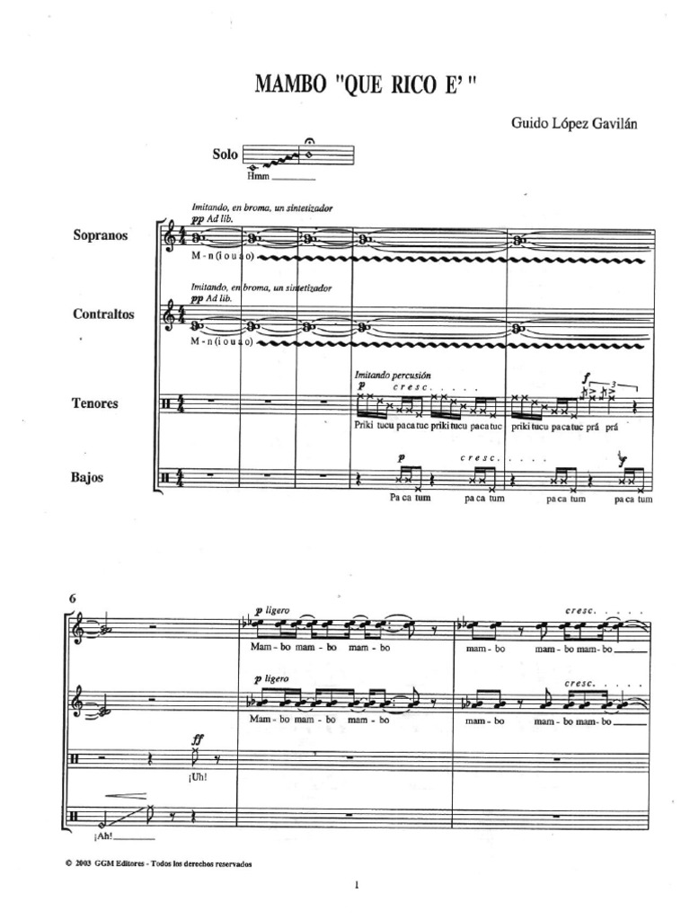 Mambo Que Rico E - Guido Lopez Gavilan | PDF
