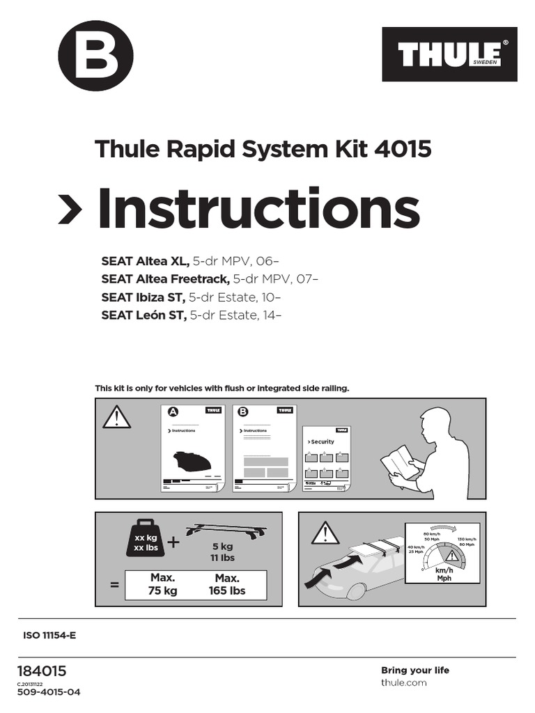 Thule Rapid System Kit 4015 Instructions | PDF