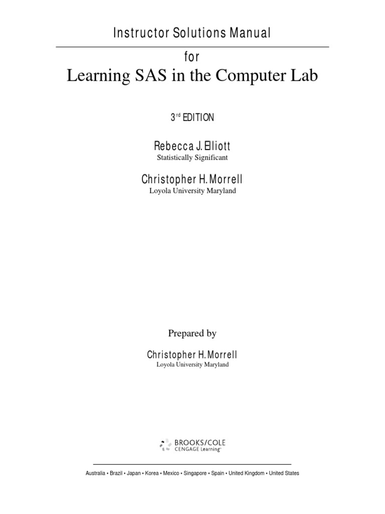 Elliott Morrell 3e Solutions | PDF | Sas (Software) | Linear Regression
