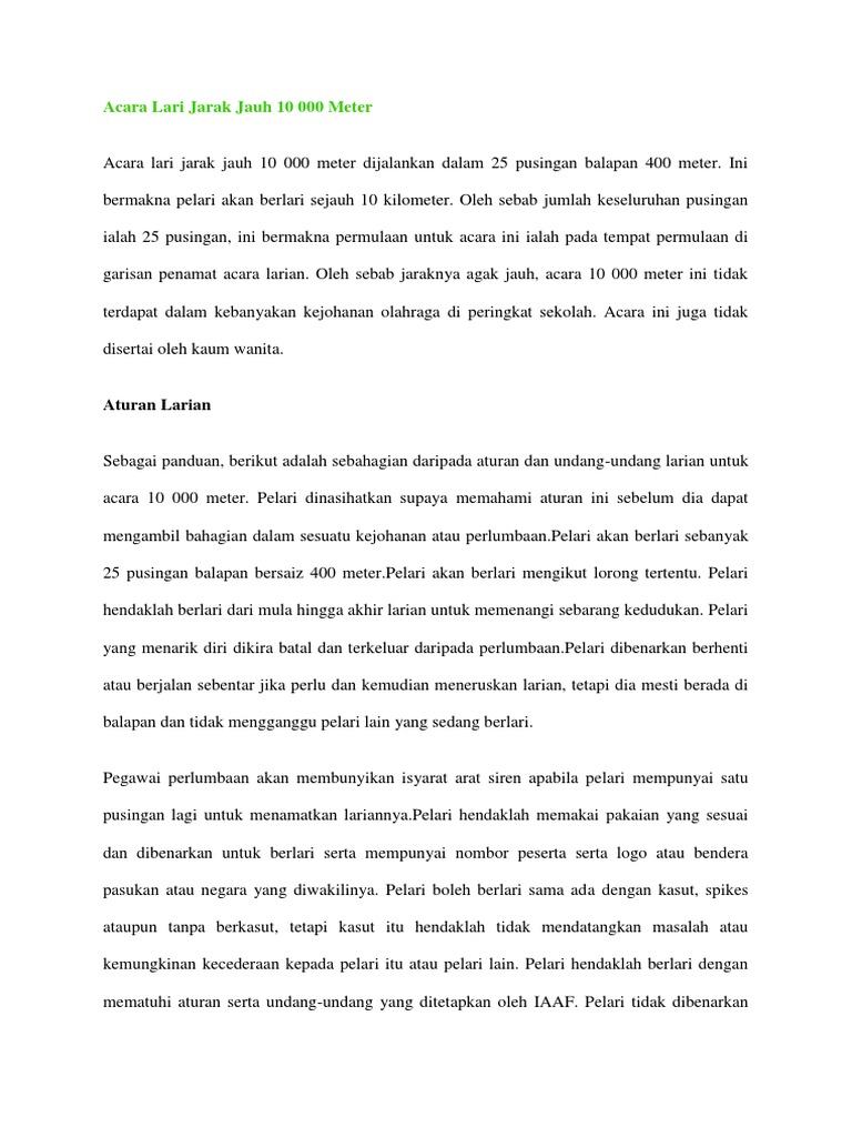 Acara Lari Jarak Jauh 10 000 Meter