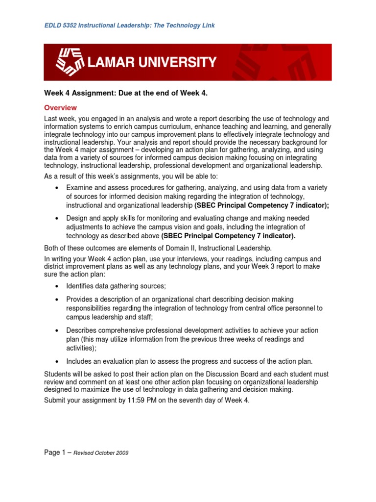 Week 4 Action Plan for Technology Integration | PDF | Teachers | Leadership