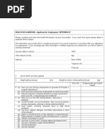 Health Declaration Form