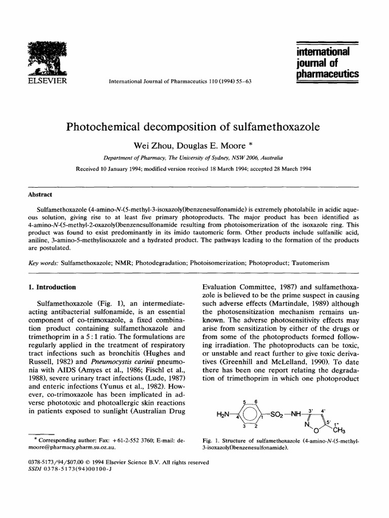 Photochemical Degradation of Sulfamethoxazole PDF High Performance