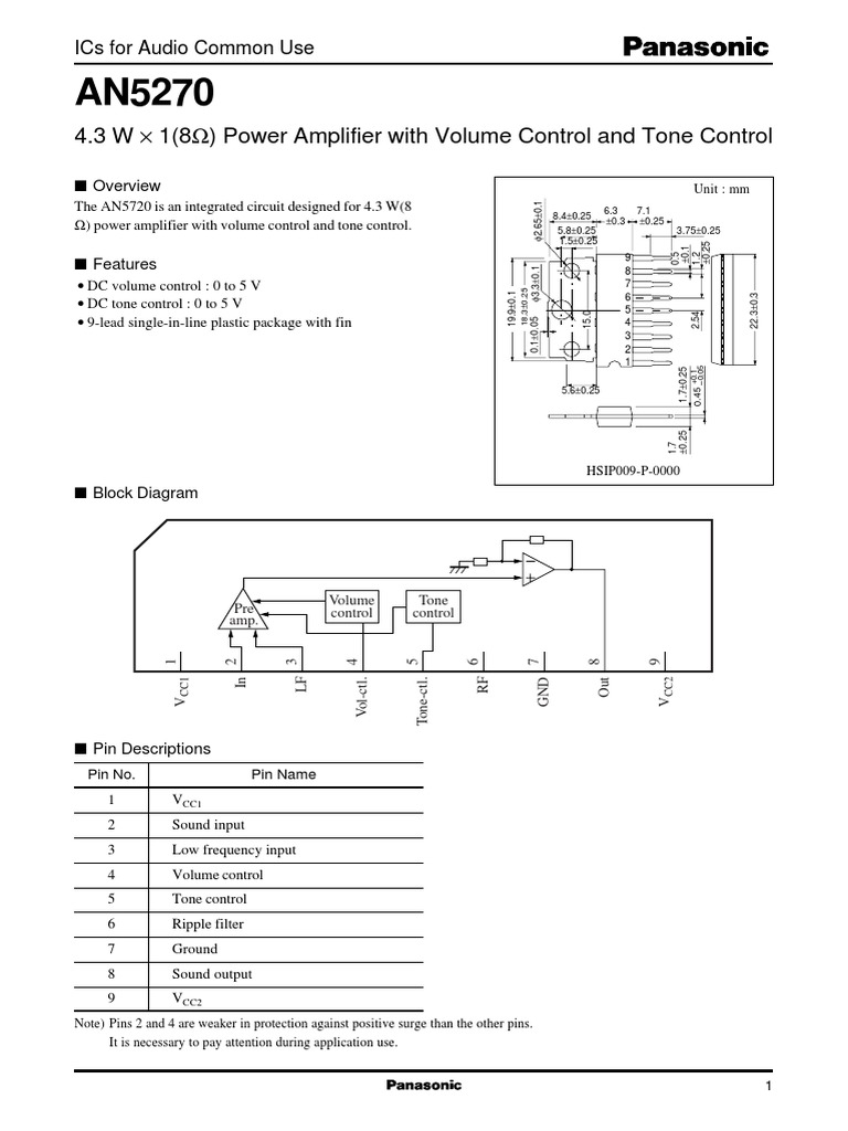 AN5270 Audio Chip | Download Free PDF | Amplifier | Electromagnetism