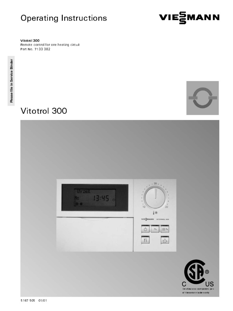 Viessmann Vitotrol 300 Remote Control PDF Hvac Water Heating