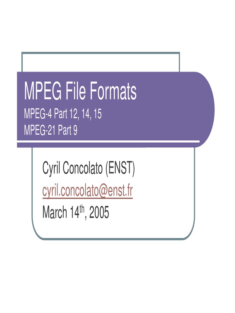 Mpeg File Formats Media Technology Data