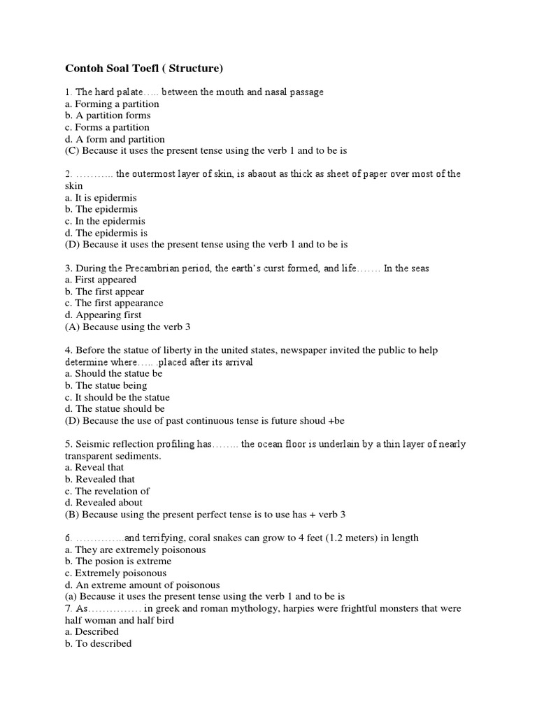 Soal Grammar Toefl 1 Grammar Style Fiction