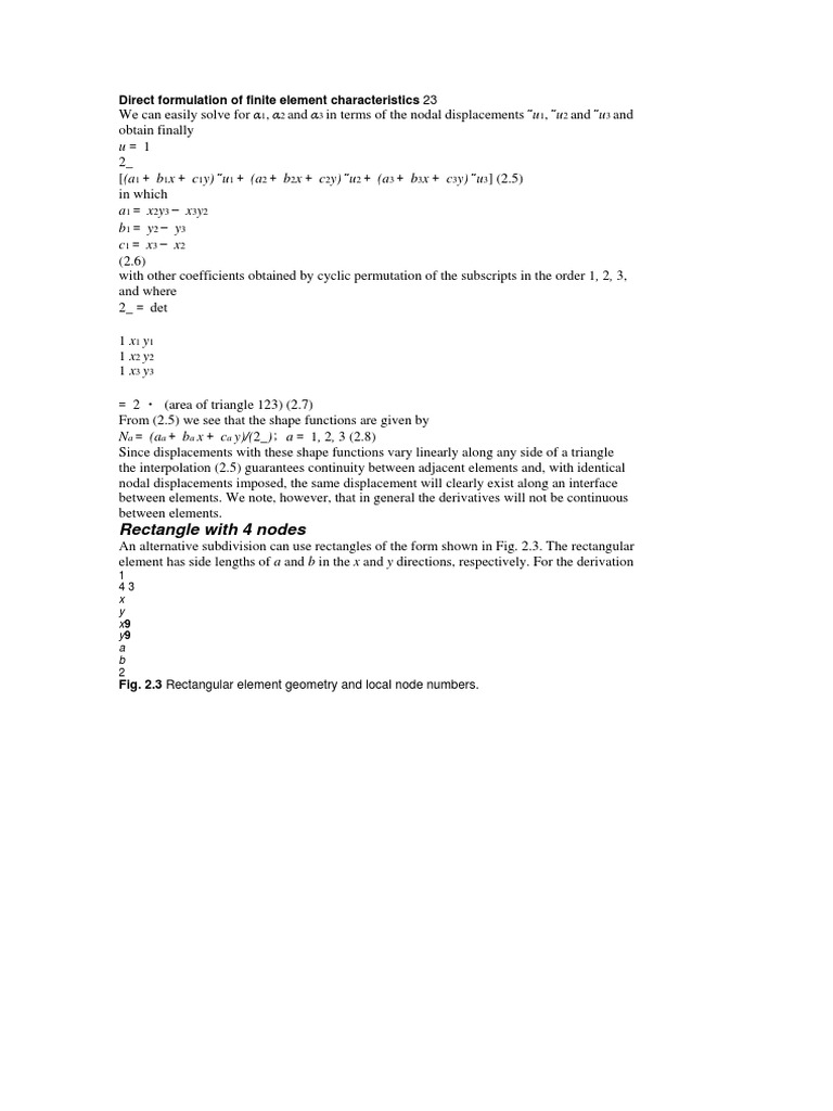 Finite Element Shape Function Derivation | PDF