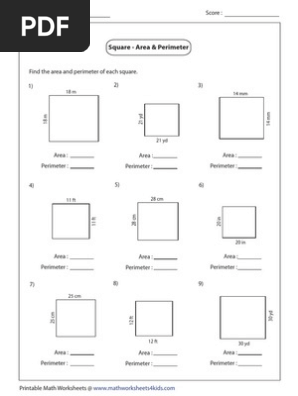 Square Area Perimeter Medium1