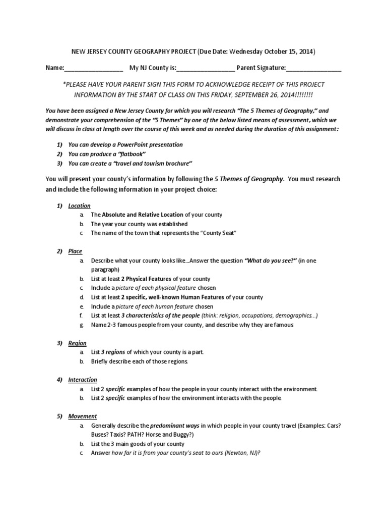 New Jersey County Geography Project | PDF | Sports & Recreation ...