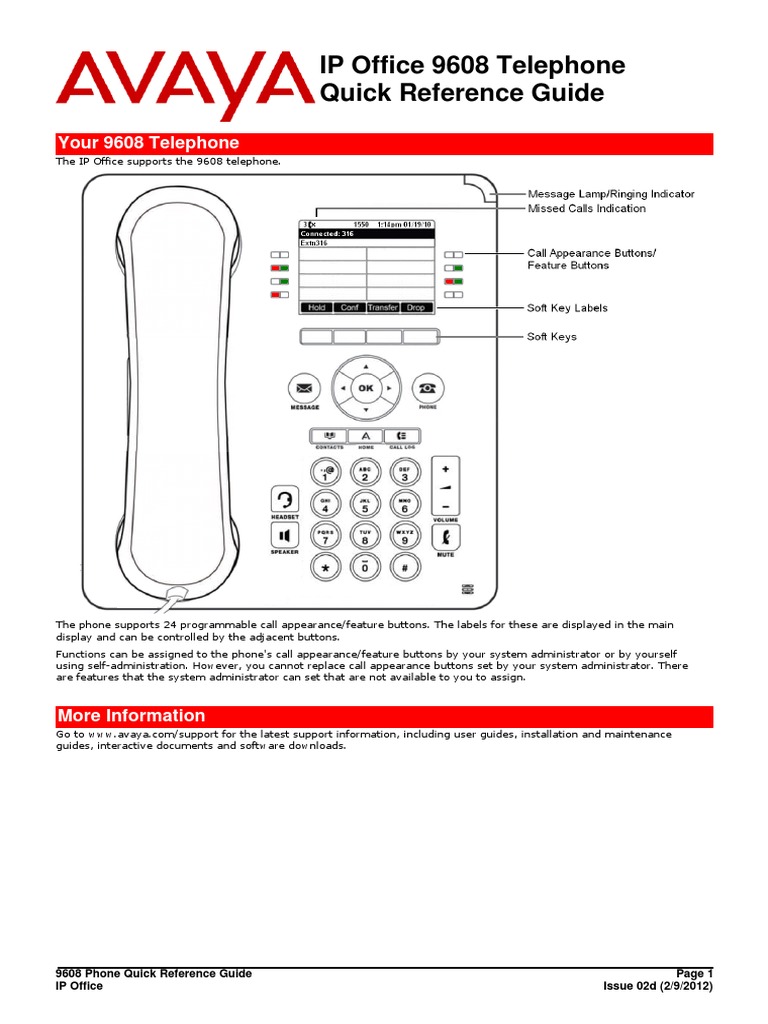 Avaya IP Office 9608 Telephone | PDF