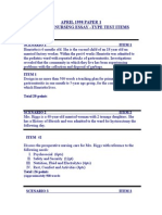 April 1998 Paper 1 Clinical Nursing Essay - Type Test Items: Scenario 1 Item 1