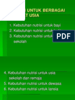 Nutrisi Untuk Berbagai Usia