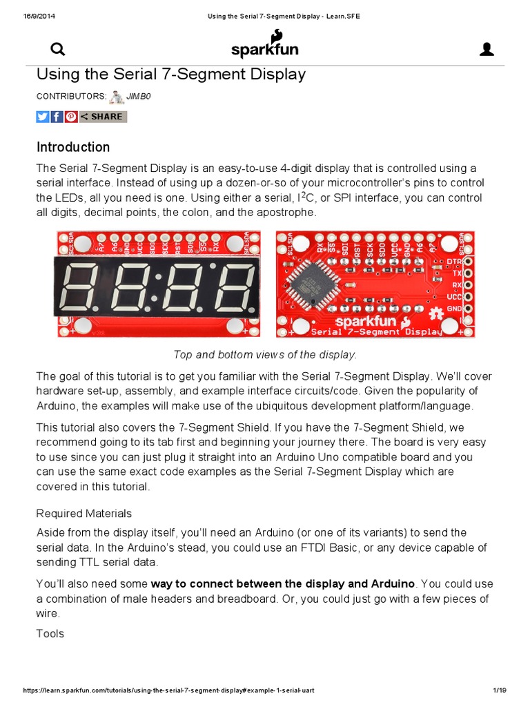 Using The Serial 7-Segment Display - Learn | PDF | Arduino | Computer ...