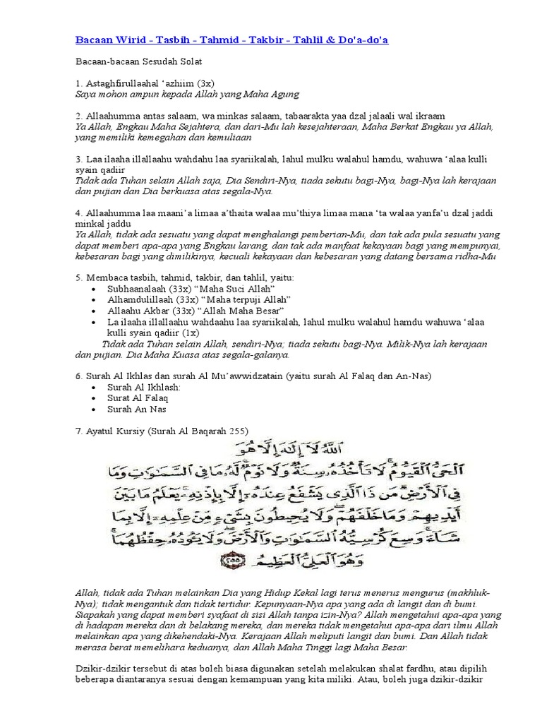 Manfaat Membaca Tasbih Tahmid Tahlil Takbir Terbaru