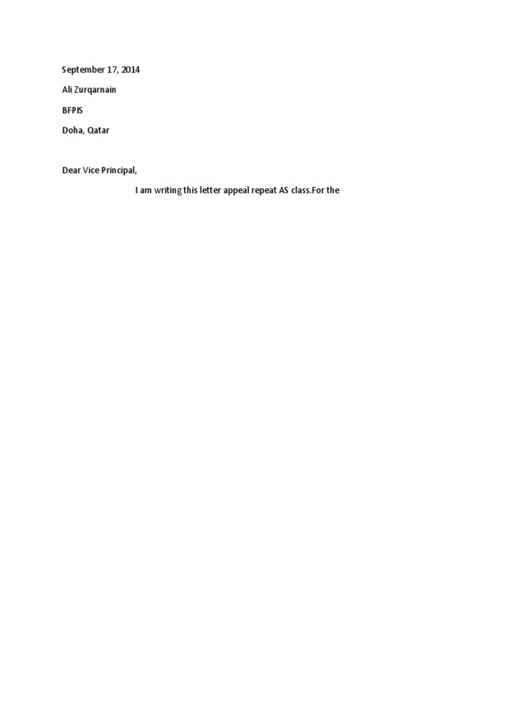 Appeal for AS Class Repetition | PDF