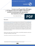 Principales avances en la gestión del agua y la adaptación al cambio climático en los ecosistemas de montaña de América Latina