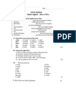 Test Iniţial: Limba Englezǎ - Clasa A VII-a