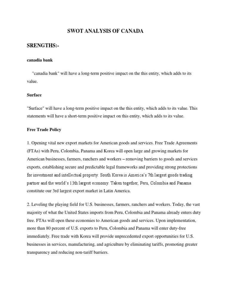 Swot Analysis of Canada Oil Sands Petroleum