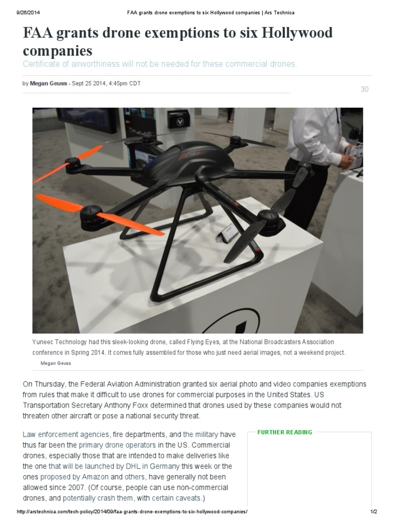 FAA Grants Drone Exemptions To Six Hollywood Companies - Ars Technica ...