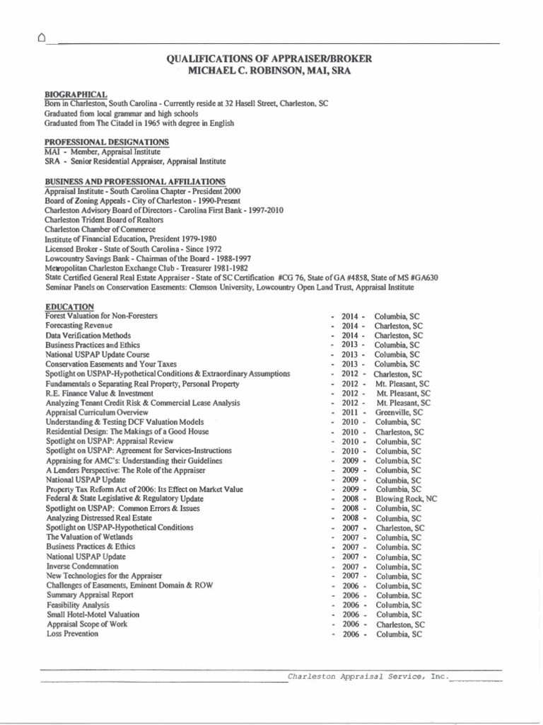 Michael C. Robinson Qualifications Download Free PDF Real Estate