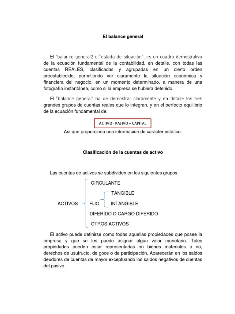 Balance General: Activos y Pasivos | PDF | Hoja de balance | Contabilidad