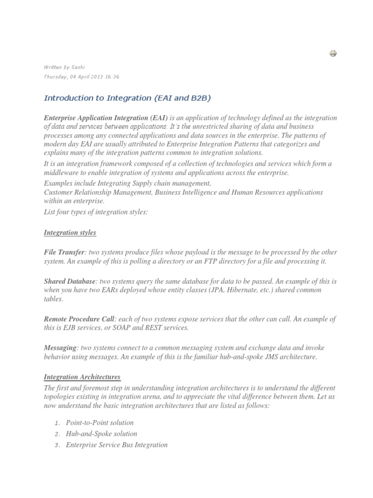 EAI and B2B Integration Overview | PDF | Software Design | Information ...