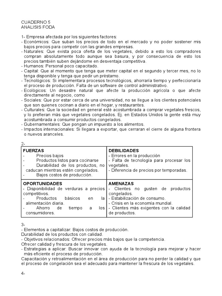 Análisis FODA para Negocio de Vegetales | PDF | Microeconomía | Business