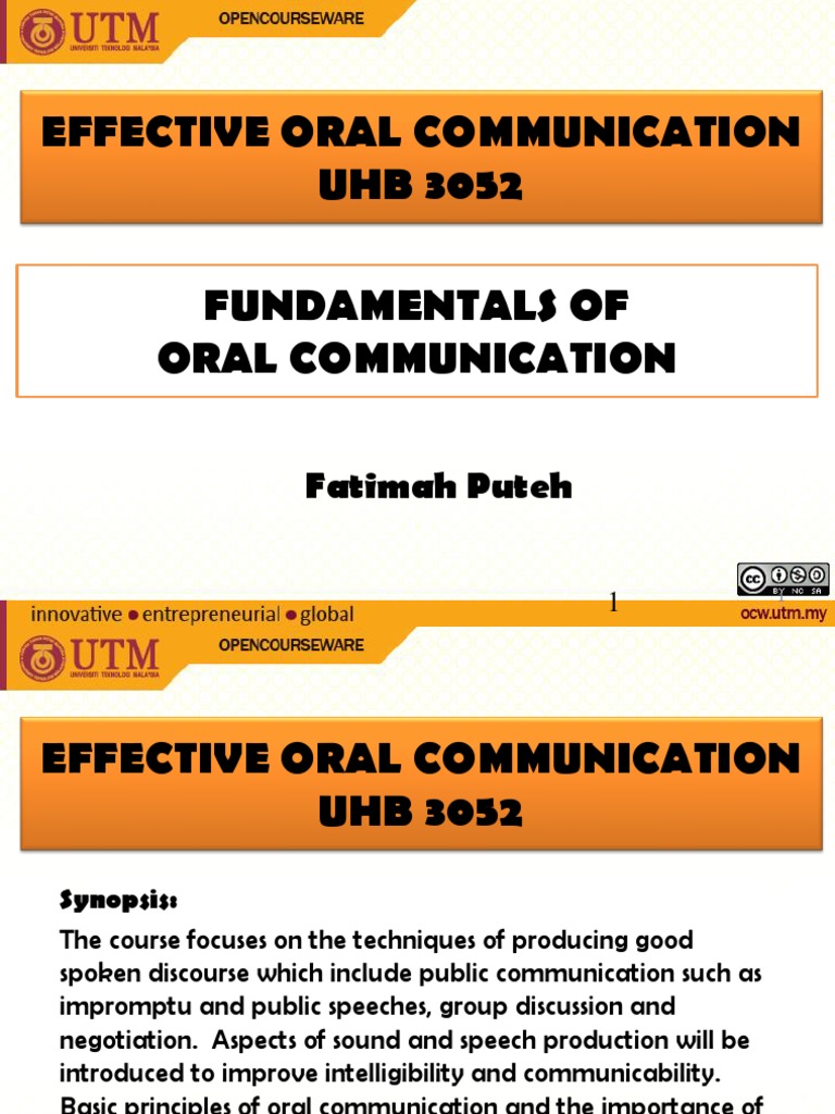 Fundamentals of Effective Oral Communication | PDF | Public Speaking ...